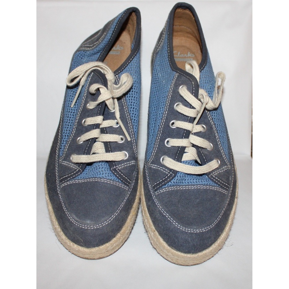 Clarks Collection Blue Mesh Canvas Espadrille Sneakers Lace Up Shoes 26115729 9M